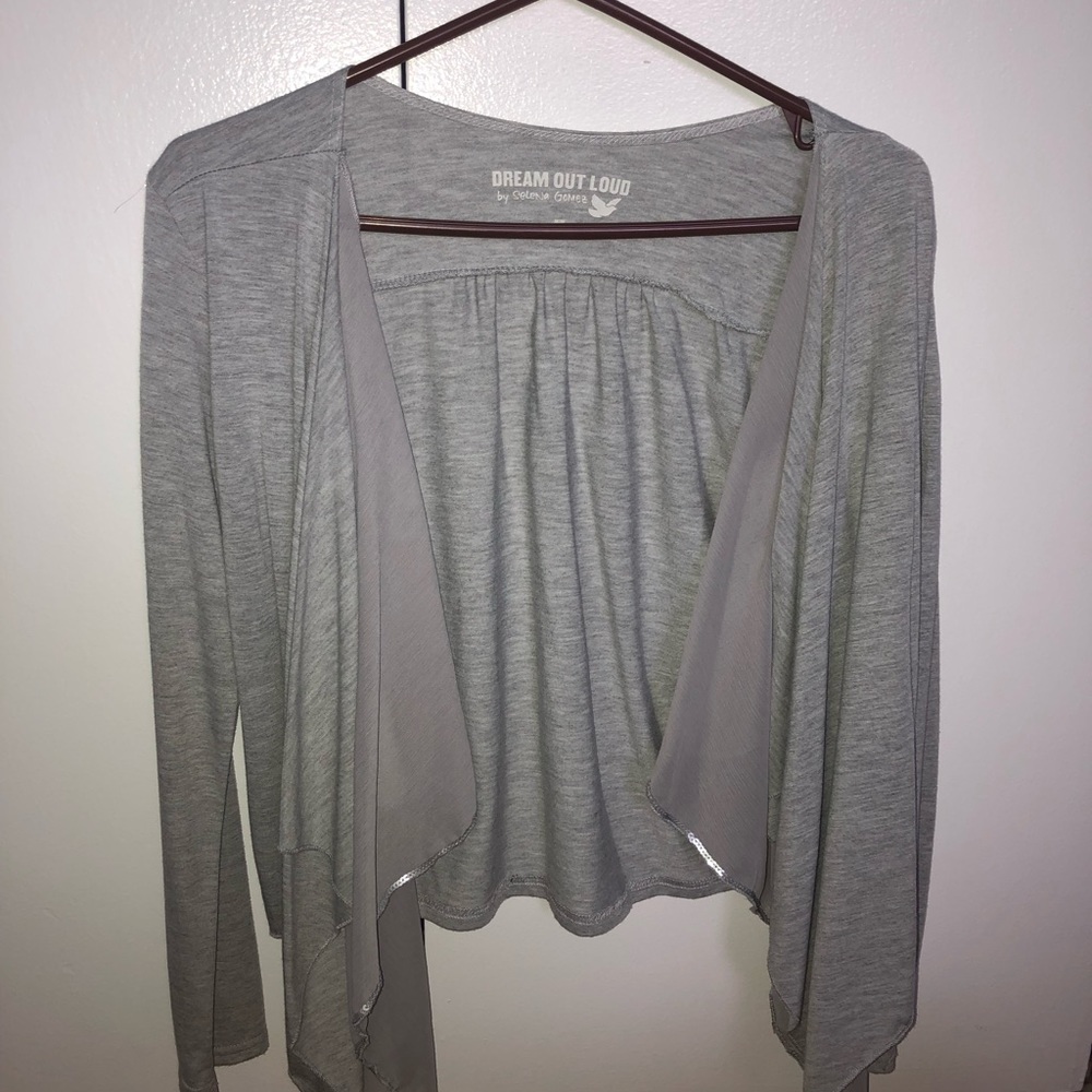 Long sleeve gray tie front